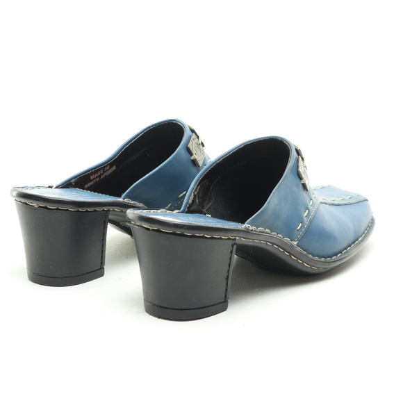 NWT Tsonga Leather Slip-In Square Toe Mules & Clogs Women 6 Shoe Blue/Black - Picture 10 of 16